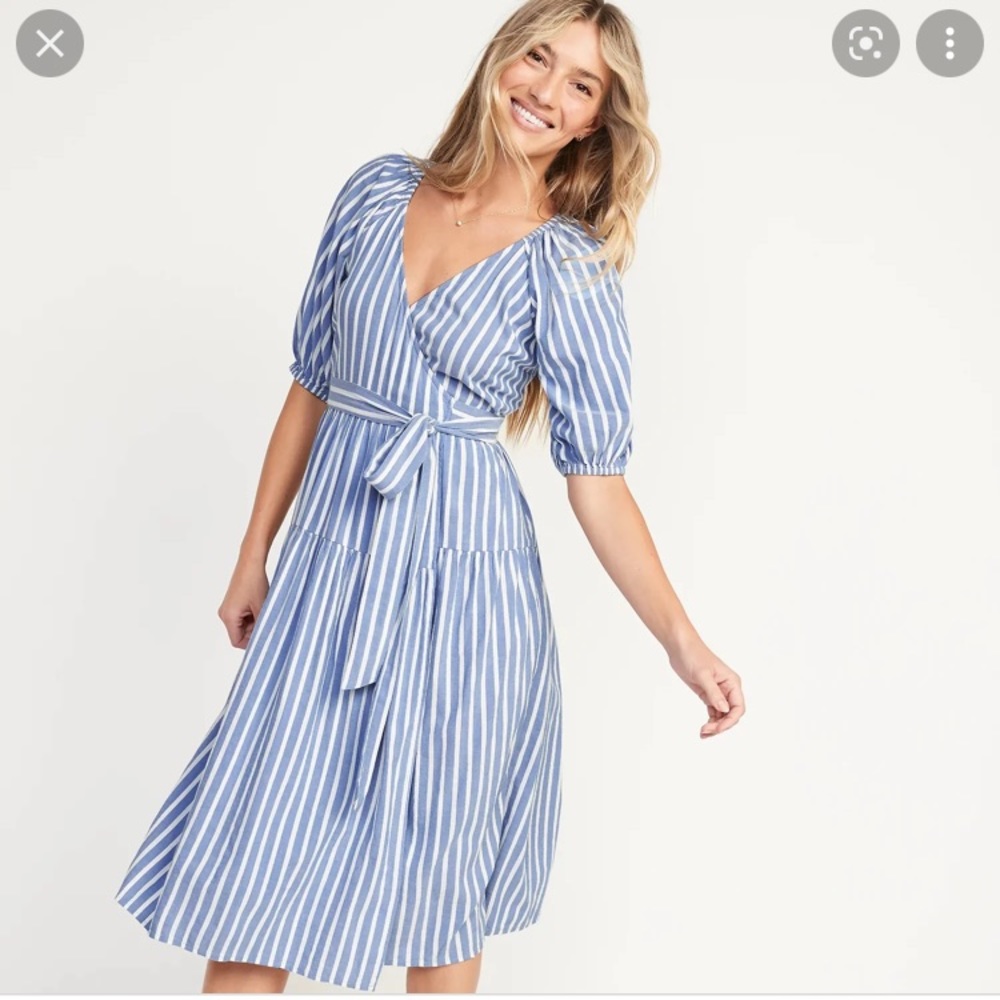 Old Navy Waist-Defined Midi Wrap Dress L NWT